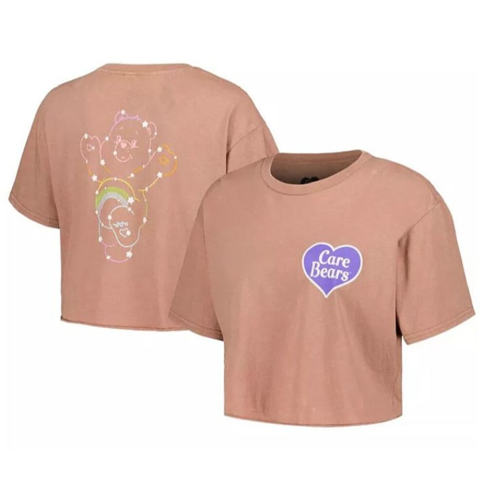 Care Bears Cheer Bear Constellation Cropped Tee Women's T-Shirt (XS) Coral - NWT